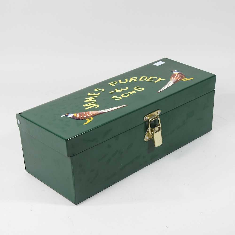A painted metal cartridge box, 34cm wide