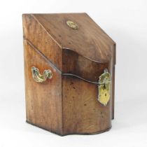 A George III mahogany and inlaid knife box, with a later fitted interior 23x w 23d x 34h cm