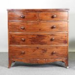 A Victorian mahogany bow front chest of drawers, on swept bracket feet 107w x 54d x 105h cm