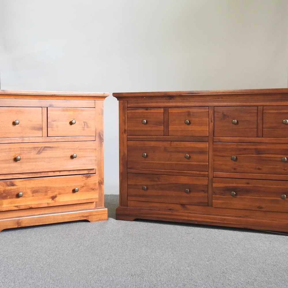 A Morris furniture oak chest of drawers, together with another smaller (2) 130w x 42d x 83h cm