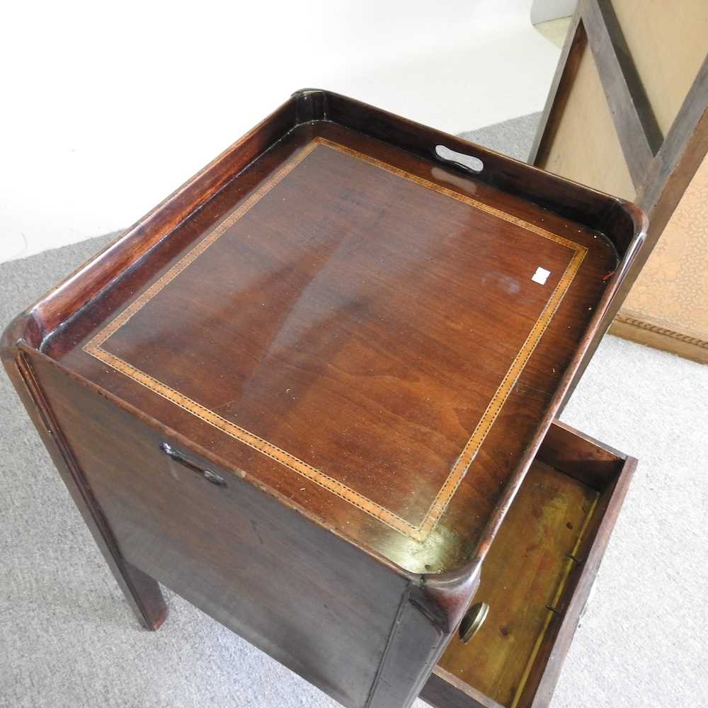 A George III mahogany and inlaid tray top commode, 49cm wide, together with an early 20th century - Image 4 of 6