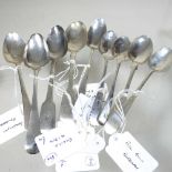 A collection of nine George III and later silver teaspoons, various dates, 130g gross (9)