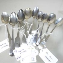 A collection of nine George III and later silver teaspoons, various dates, 130g gross (9)