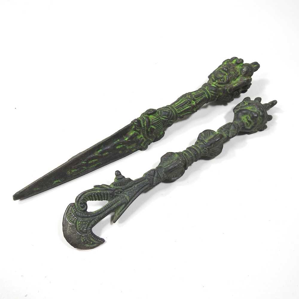 Two Indian cast metal daggers (2)