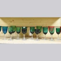 A collection of 19th century coloured drinking glasses