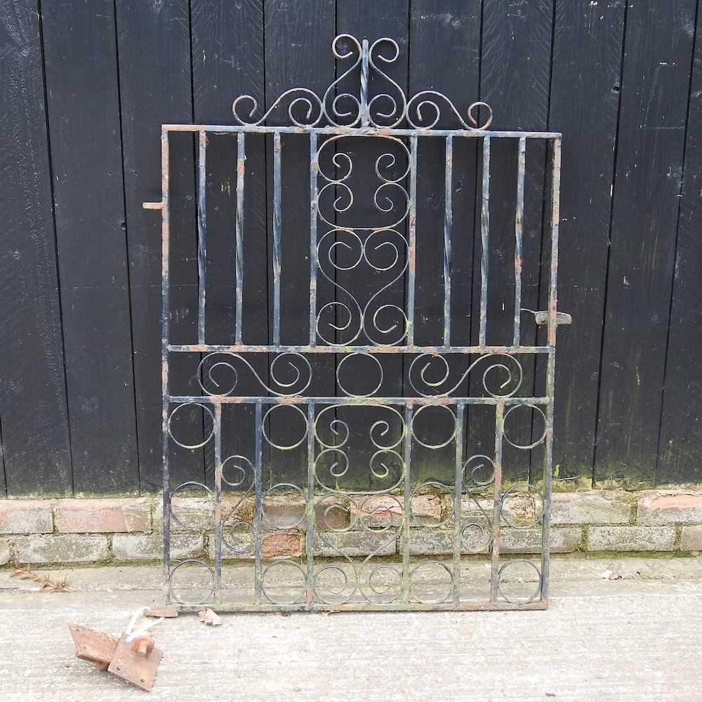 A painted wrought iron garden gate 87w x 127h cm