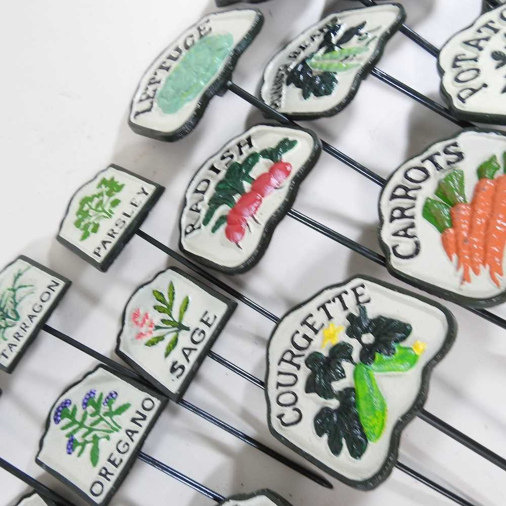 A set of six painted metal salad markers, six vegetable and ten herb markers - Image 4 of 4