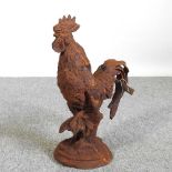 A metal model of a cockerel, 46cm high