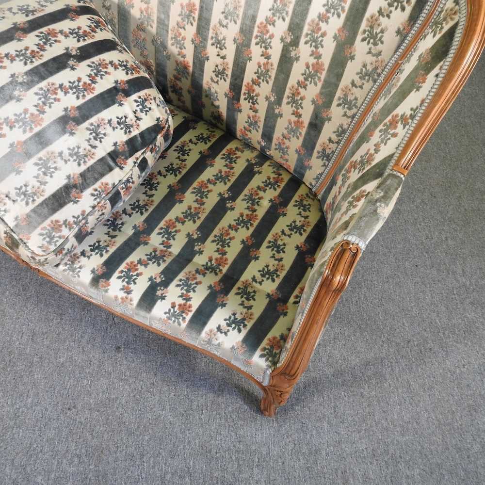 An early 20th century French show frame sofa, with striped upholstery 135w x 79d x 93h cm - Image 6 of 6