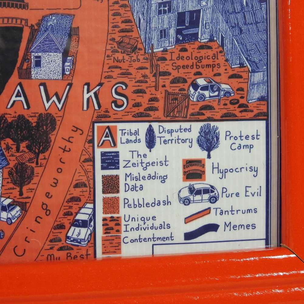 Sir Grayson Perry, CBE, RA Hons, FRIBA, b1963, Our Town, printed and stitched cloth, 39 x 59cm, - Image 4 of 6
