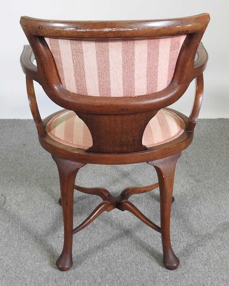 An Edwardian inlaid desk chair, on cabriole legs - Image 2 of 4