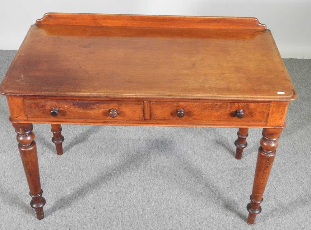 A Victorian mahogany side table, with a gallery back, on a turned legs 106w x 75h x 52d cm - Image 3 of 4