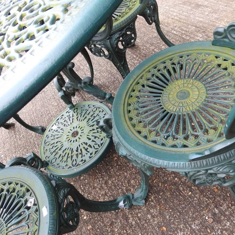 A green painted aluminium garden table and four chairs (5) - Image 2 of 5