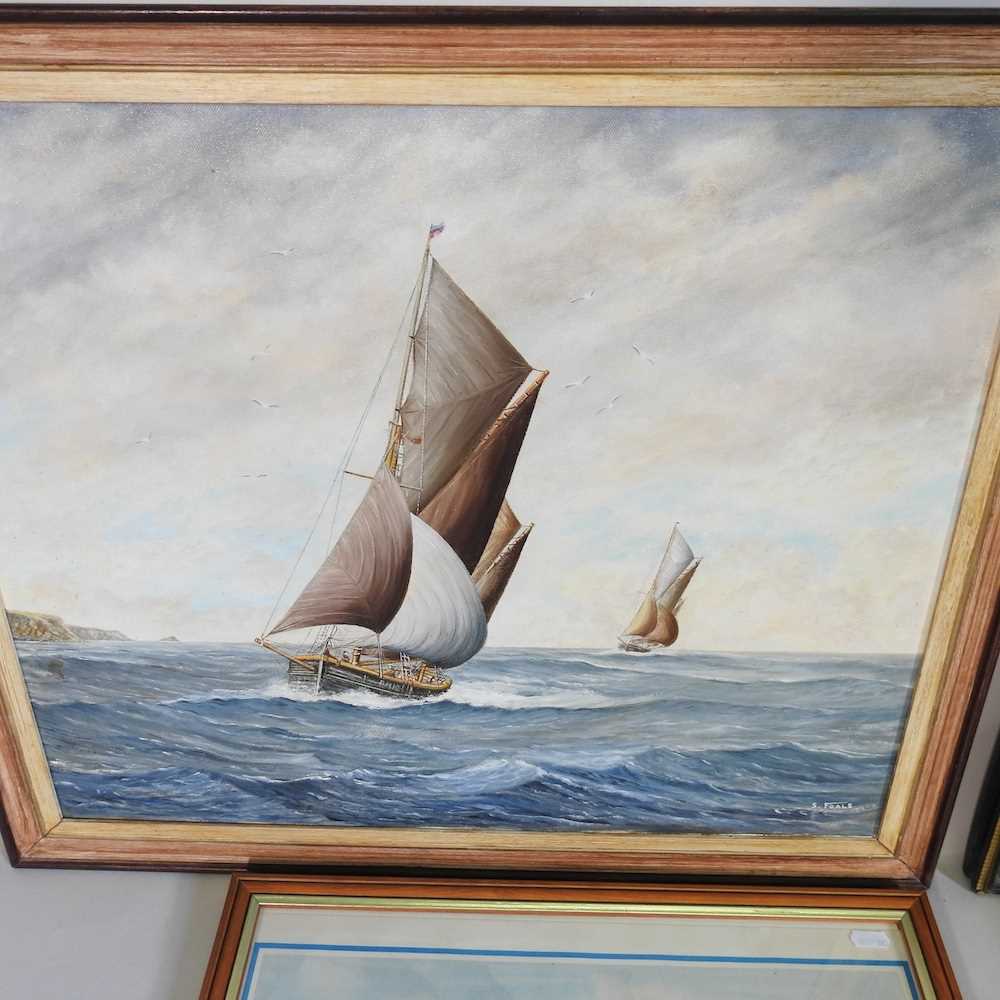 A Foale, 20th century, sailing boats, signed oil on canvas, 50 x 60cm, together with three others - Bild 5 aus 8