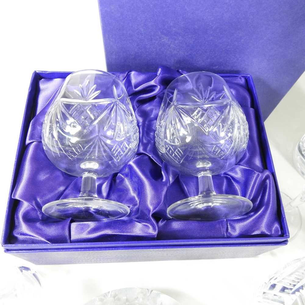 An Edinburgh crystal decanter and stopper, 24cm high, boxed, together with brandy glasses, a pair of - Bild 3 aus 4