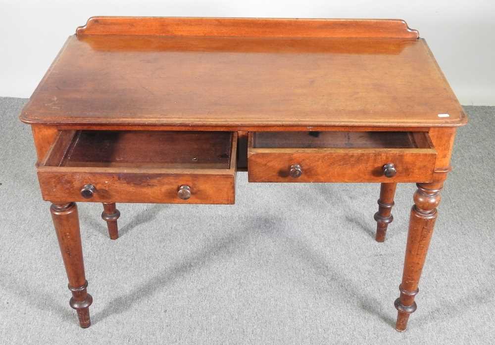 A Victorian mahogany side table, with a gallery back, on a turned legs 106w x 75h x 52d cm - Image 4 of 4