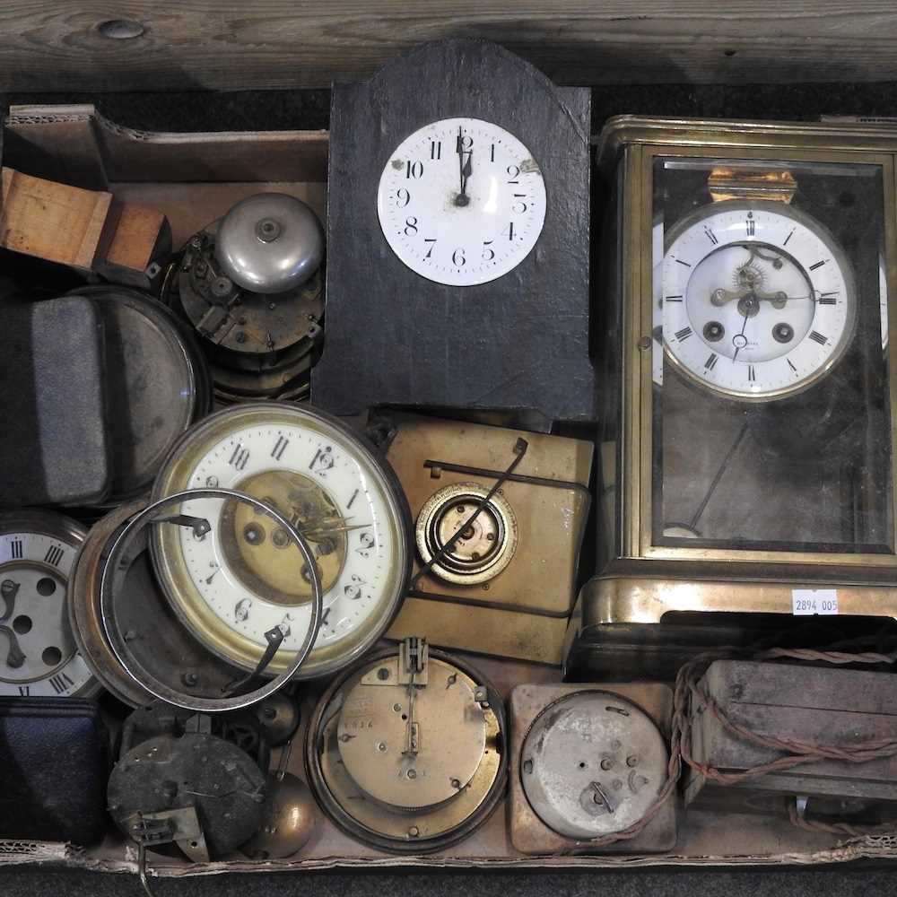 A 19th century four glass mantel clock, for restoration, together with a collection of clock parts - Image 3 of 6