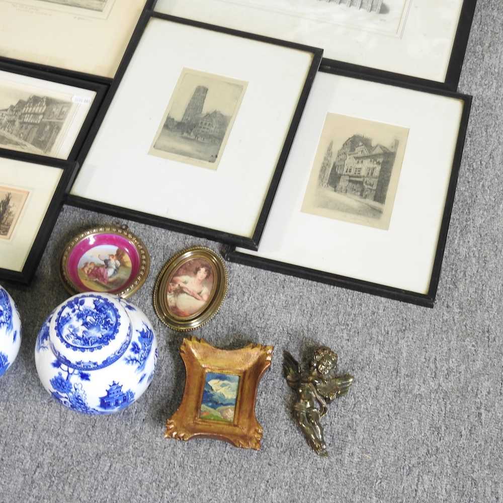 A collection of 19th century etchings and engravings, together with various decorative china - Image 6 of 6
