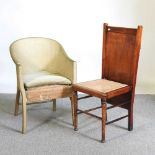 An Edwardian patent chair/valet stand, together with an early 20th century Lloyd Loom tub chair (2)