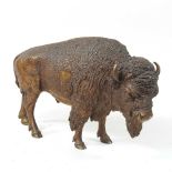 Franz Bergmann, 1861-1936, a patinated bronze model of a bison, shown standing, stamped marks to