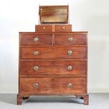 A George III mahogany chest of drawers, on bracket feet, together with a 19th century mahogany and