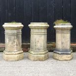 Three terracotta chimney pots, 62cm high (3)