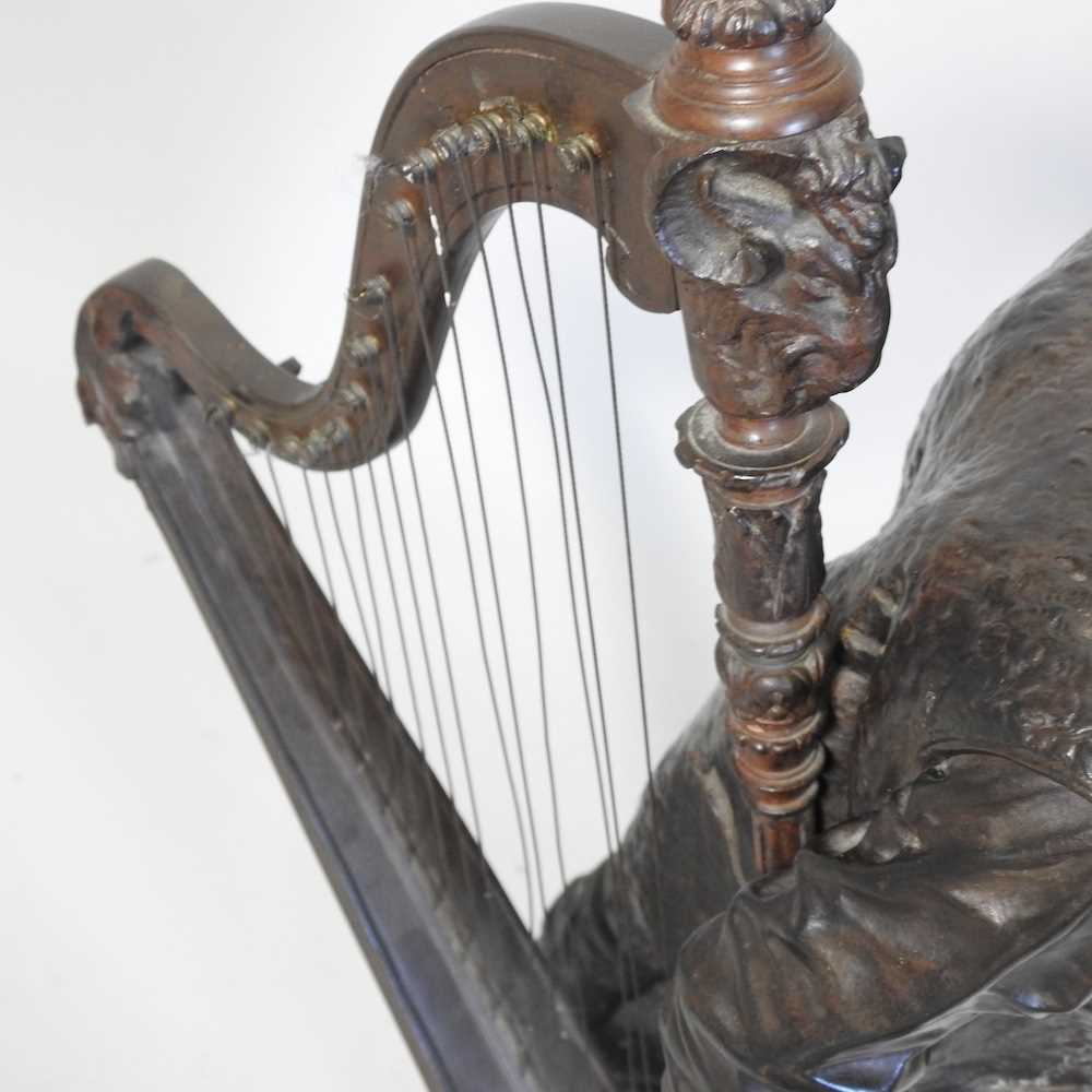 Eutrope Bouret, 1833-1906, Sans Famille, bronze sculpture of a harpist, signed to base, 67cm high - Image 11 of 11