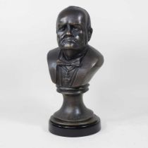 A bronzed portrait bust of Sir Winston Churchill, 32cm high