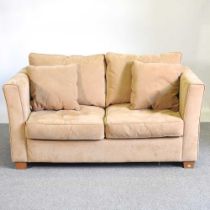 A Collins & Hayes beige suede upholstered sofa, with loose cushions 165w x 106d x 85h cm This is