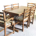 An Old Charm draw-leaf dining table, together with six dining chairs, to include as pair of elbow