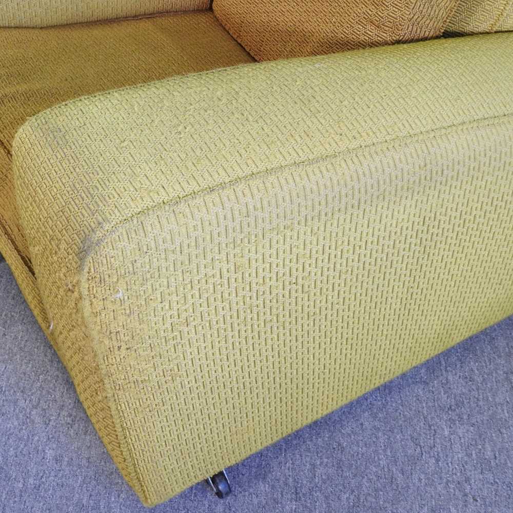 A pair of large Art Deco yellow upholstered armchairs (2) - Image 6 of 9