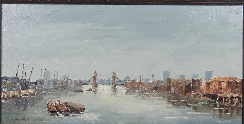 ARR Major General Cosmo Nevill, 1907-2002, view of the Thames with Tower bridge, signed and dated ' - Image 3 of 7