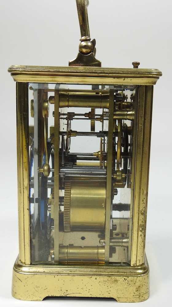 A 19th century brass cased carriage clock, the dial signed Elkington & Co Ltd, Paris, with push - Image 2 of 5