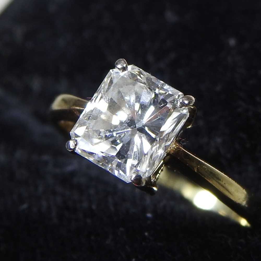 An 18 carat gold princess cut solitaire diamond ring, approximately 1.75 carats, 2.7g, size K, - Image 5 of 7