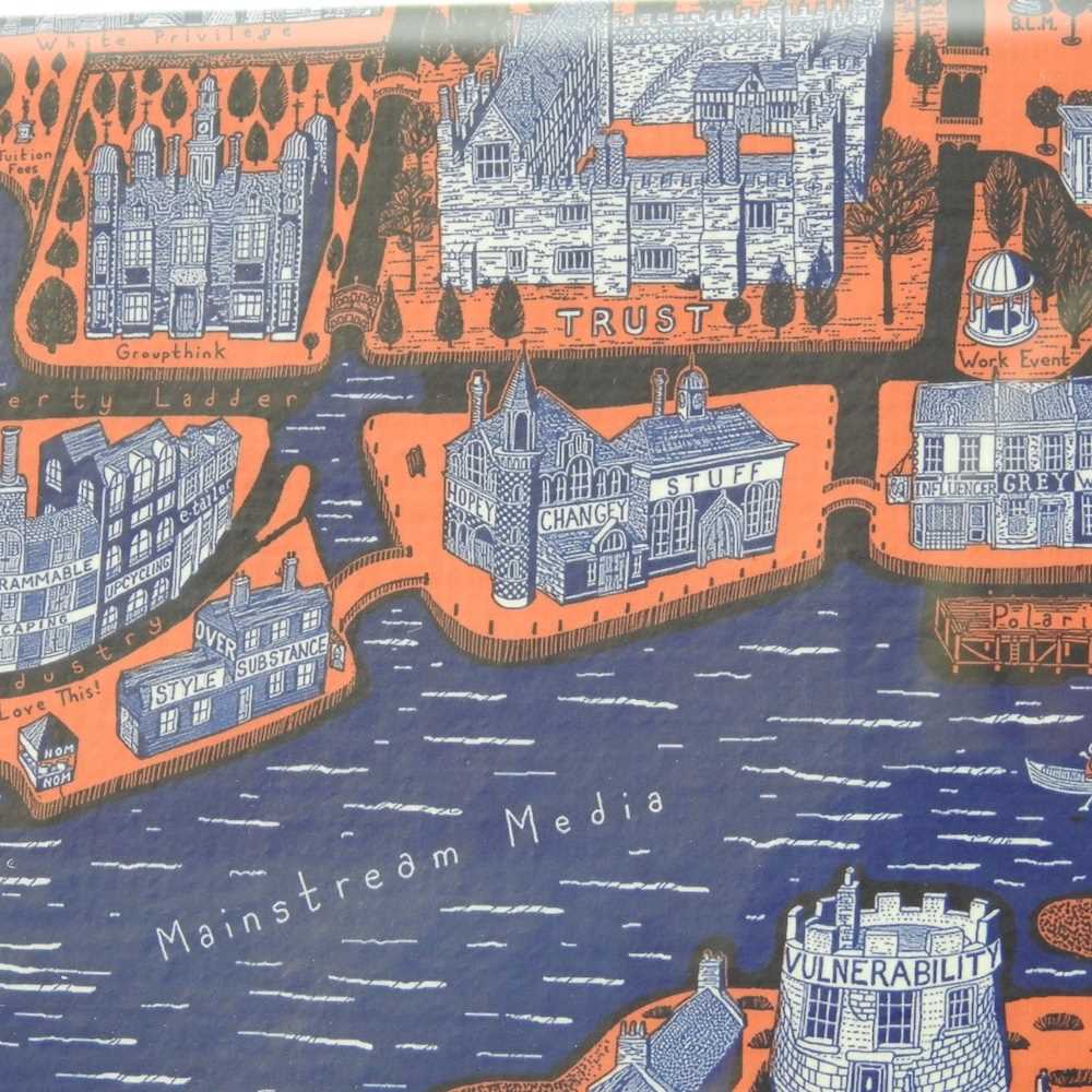 Sir Grayson Perry, CBE, RA Hons, FRIBA, b1963, Our Town, printed and stitched cloth, 39 x 59cm, - Image 5 of 6