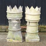 A pair of crown top chimney pots, 78cm high (2)