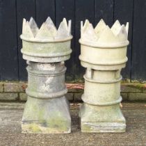 A pair of crown top chimney pots, 78cm high (2)