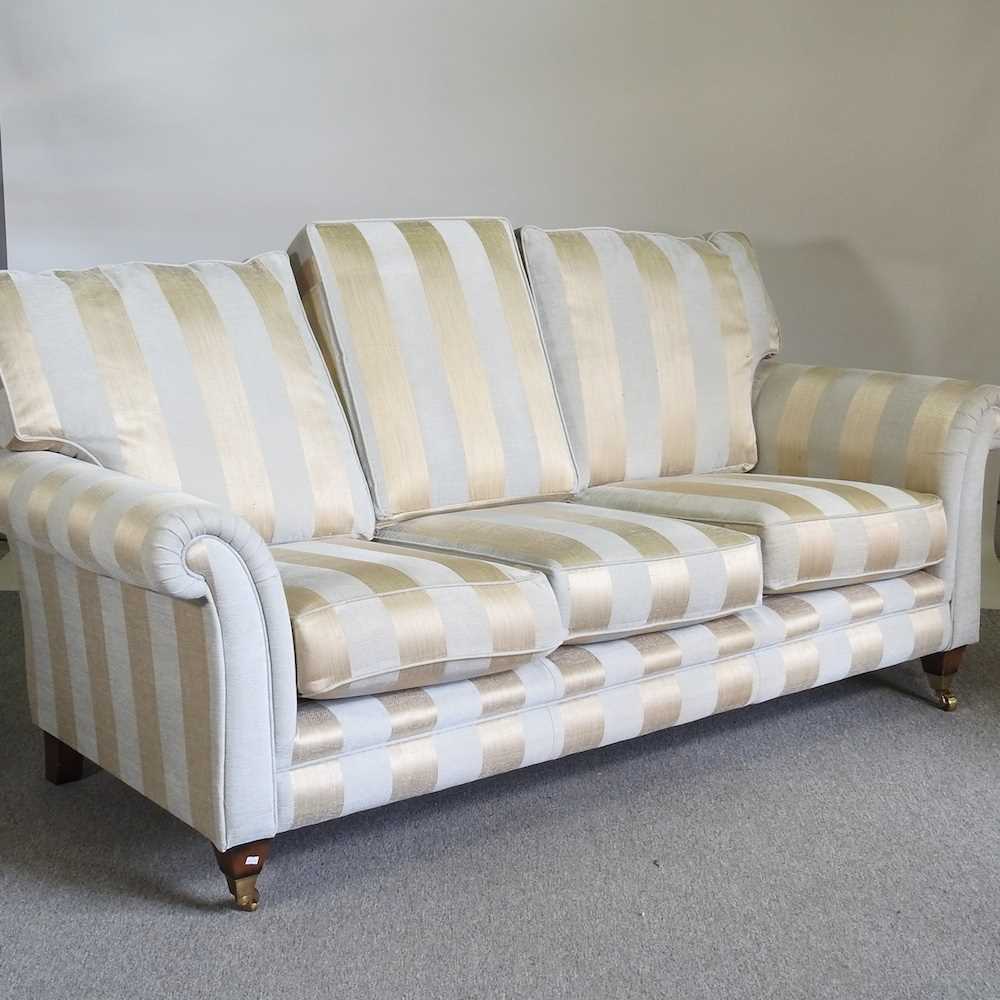 An Alston cream and gold striped two seater sofa, 200cm, together with a pair of matching - Image 9 of 10