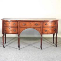 A Regency mahogany sideboard, on turned legs 183w x 71d x 93h cm One leg is broken