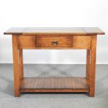 A modern oak side table, with an undertier 108w x 45d x 75h cm