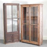 An antique pine glazed gun cabinet, together with another smaller (2) 100w x 37d x 178h cm