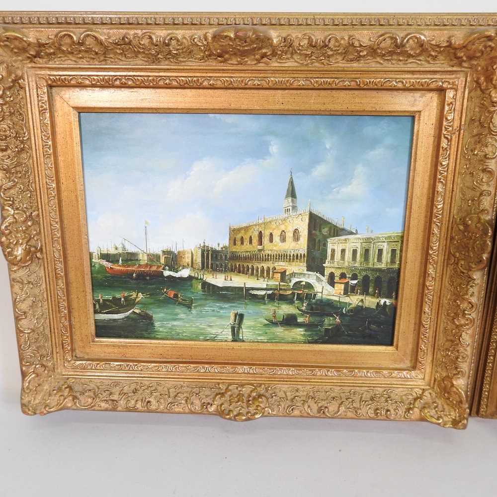 Continental School, 20th century, interior scene, oil, together with another of Venice, 30 x 39cm ( - Image 5 of 7