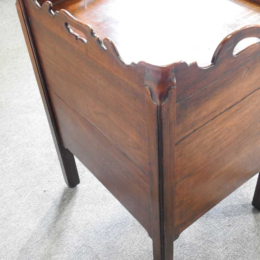A George III style mahogany tray top commode, with a gallery back 55w x 46d x 76h cm - Image 2 of 6