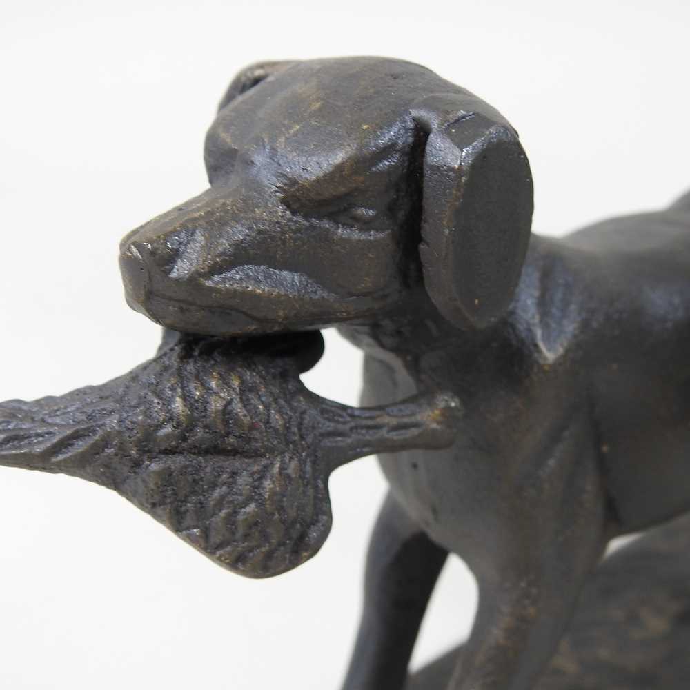 A bronze coloured model of a horse head, 29cm high, together with a bronze retriever (2) - Image 2 of 3