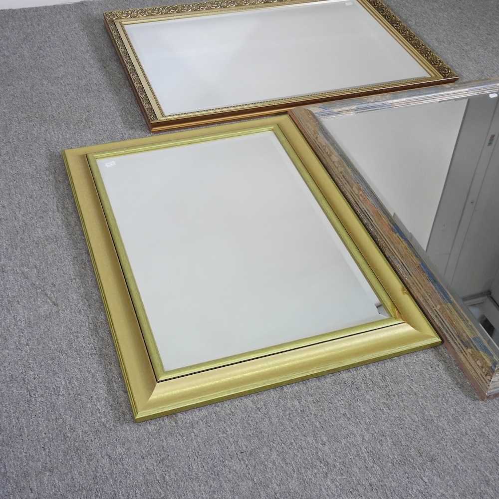 A gilt framed wall mirror, 96 x 68cm, together with two others (3) - Image 3 of 4
