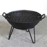 A heavy gauge fire pit with barbecue grill, 55cm