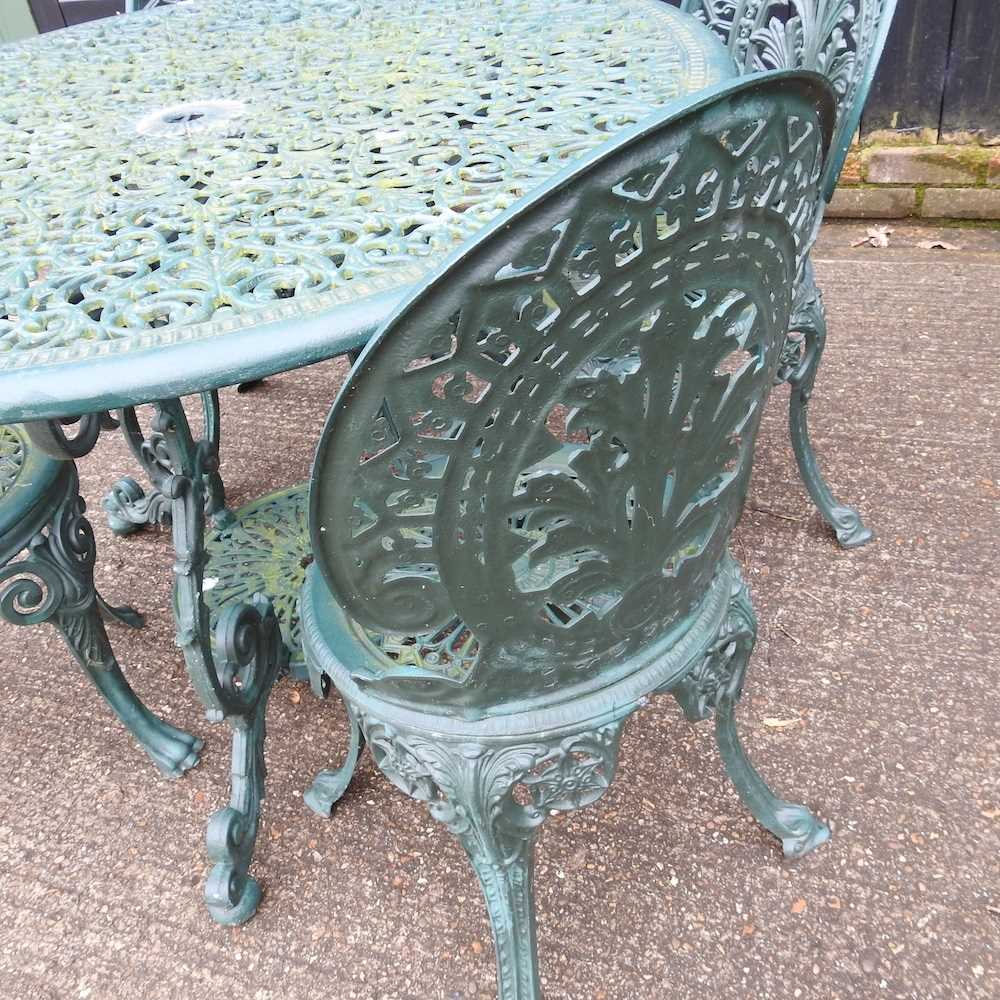 A green painted aluminium garden table and four chairs (5) - Image 4 of 5