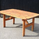 A pine garden table 150w x 90d x 68h cm