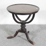 A 19th century mahogany tripod table, converted from a globe stand 44w x 47h cm