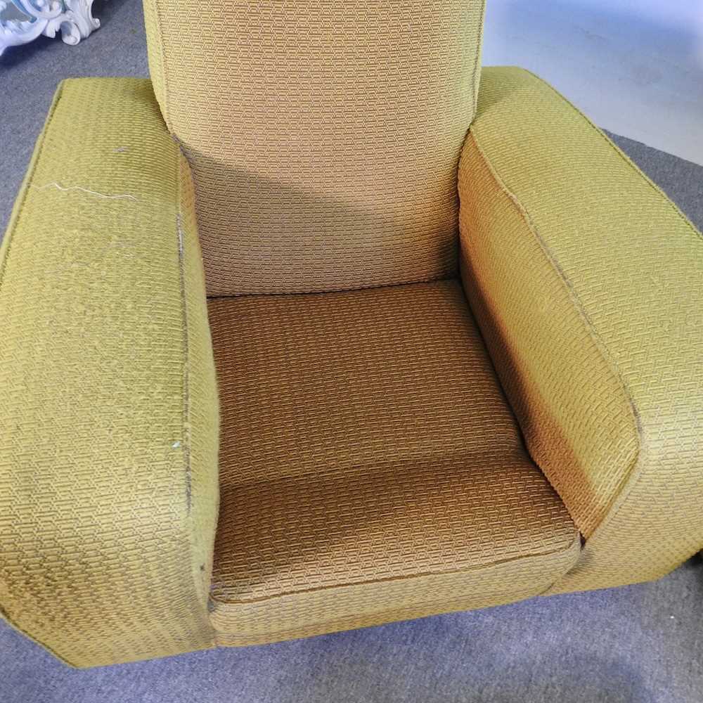 A pair of large Art Deco yellow upholstered armchairs (2) - Image 5 of 9